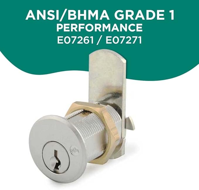 Olympus Lock DCN2 Rekeyable Cam Locks | 1-1/8" Cylinder 101 Key Lock, Keyed Alike | Grade 1 Cam Lock | US26D Chrome Cabinet Locks | Reversible Cam Lock for Doors & Drawer Lock