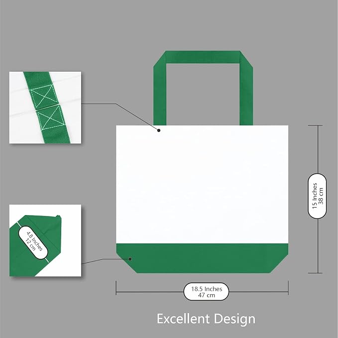 TOPDesign 3-Pack Super Strong Large 12oz Cotton Canvas Tote Bags, Reusable