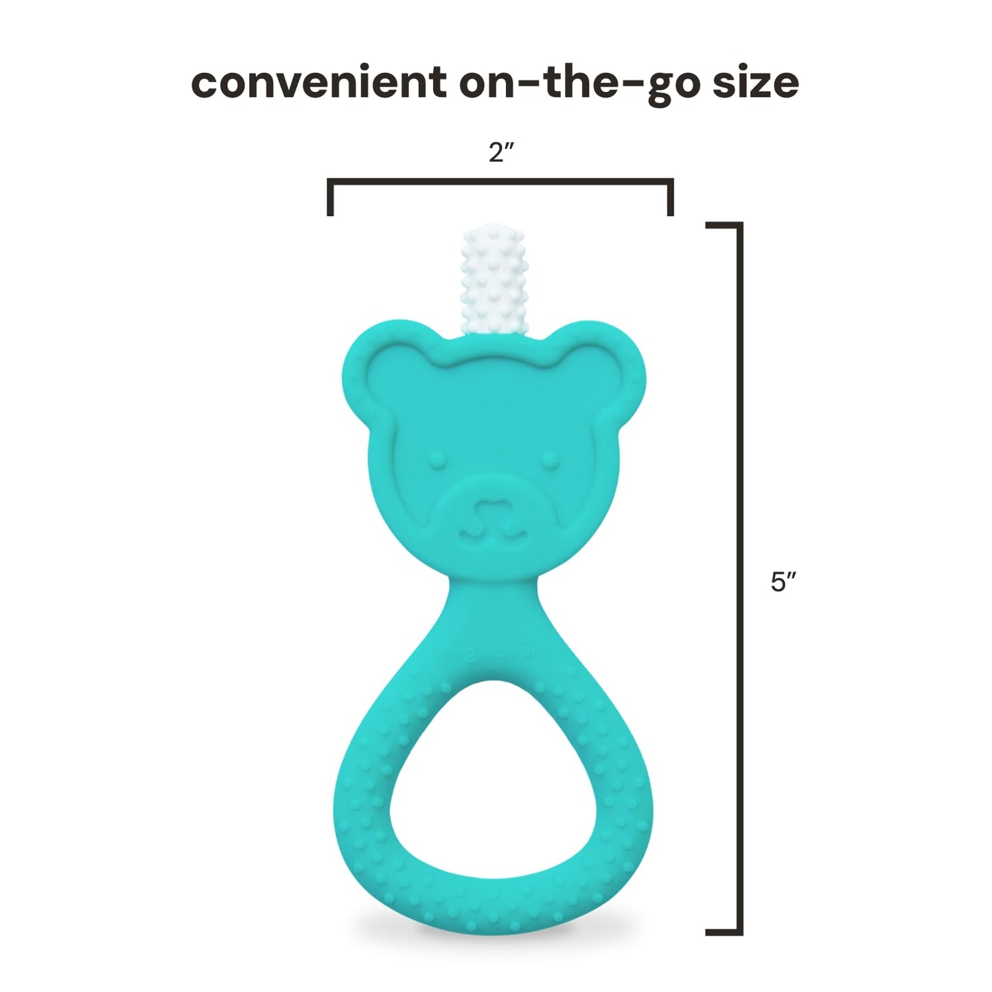oogiebear 360˚ Teether - Safe Teething Toys for Babies 3 Months and Older | Soft Bristle Teddy Bear Silicone Teether | Super Soft BPA-Free Silicone - Seafoam