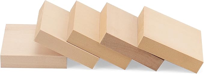 LEXININ 20 PCS 4 x 4 x 1 Inch Square Wood Carving Blocks, Unfinished Basswood