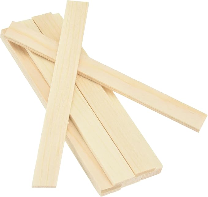 MECCANIXITY 10Pcs Wood Strips Slats, 1/8" x 3/8" x 4" Thin Wood Sticks Flat