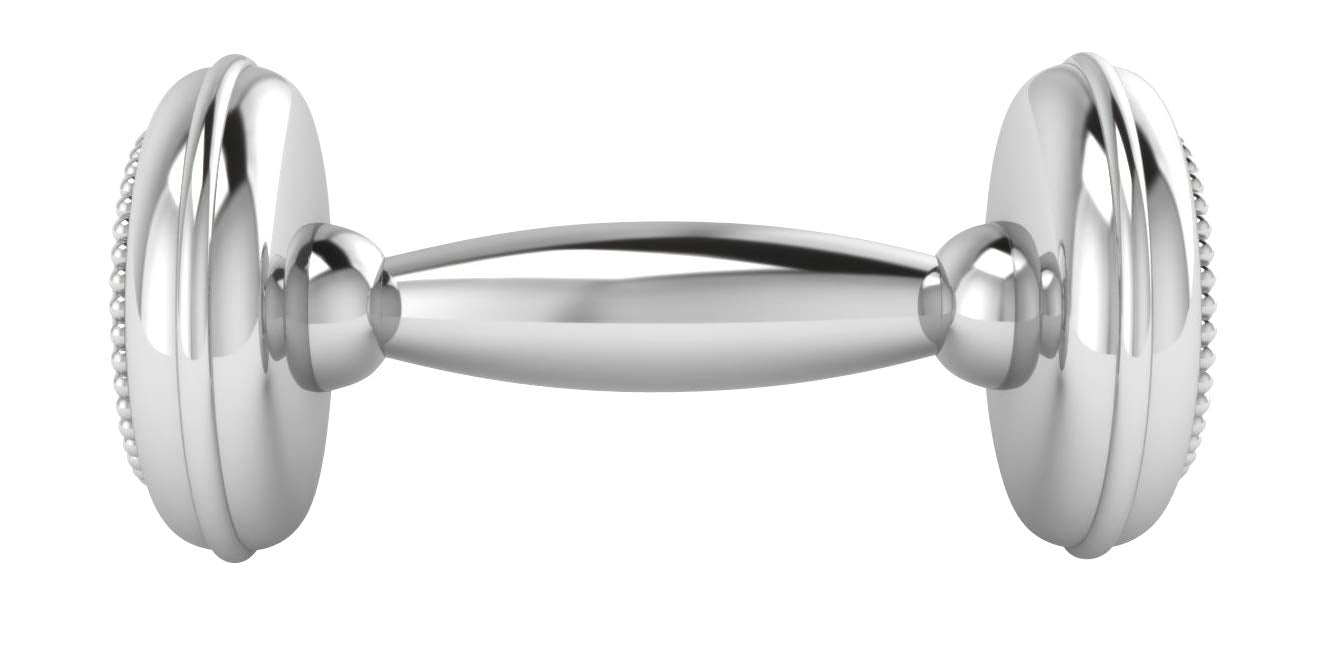 Silver Plated Beaded Dumbbell Rattle for Newborn Baby boy and Baby Girl - Non-tarnishing, Durable, and Custom Engraveable Gift - Packaged in a Beautiful Gift Box