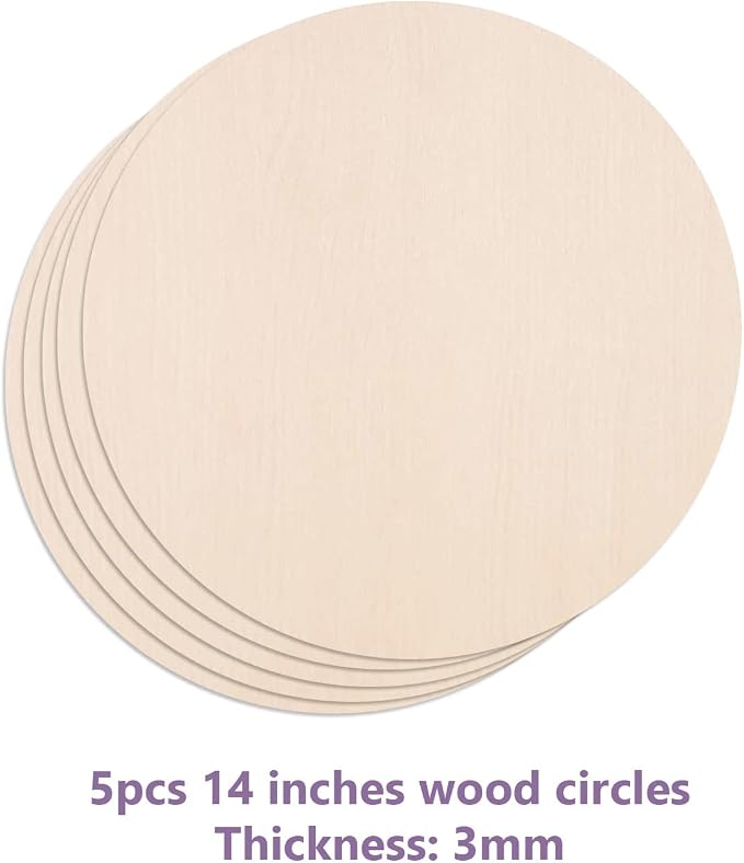 10PCS 14Inch Cutouts Blank Round Wood Slice Wood Circles