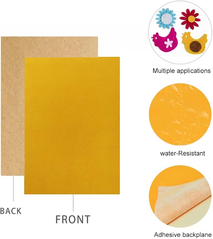 YaoHui 3PCS Self Adhesive Felt Sheets, Peel & Stick Felt Adhesive Sheets A4 Size