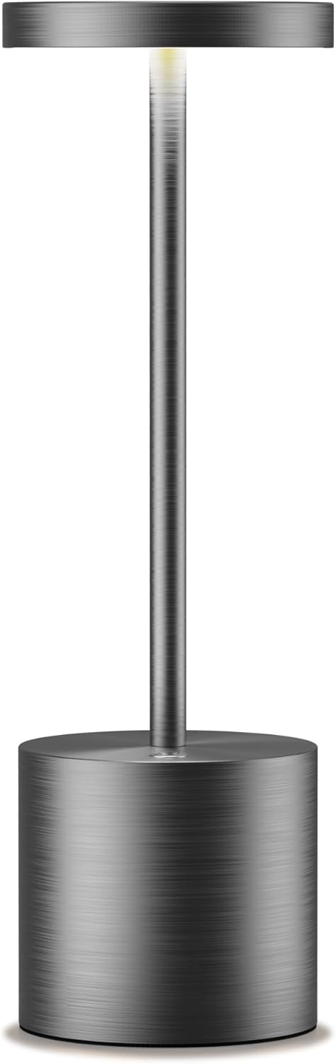 Cordless Table Lamps Rechargeable - Outdoor Waterproof LED Table Light Portable 5000mAh Battery Operated Lamp 3 Color Stepless Dimming with Memory Function for Restaurant Dining Patio Grey