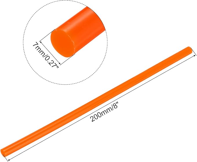 uxcell Mini Hot Glue Sticks for Glue Gun 7mm x 200mm Orange 12pcs