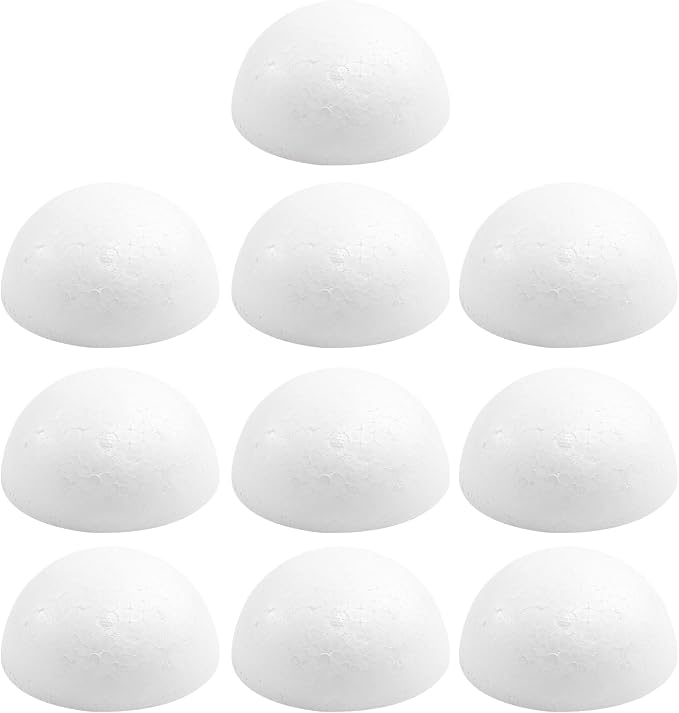 Crafjie 10PCS 3 Inchs Half Foam Balls White Half Round Polystyrene Foam Balls