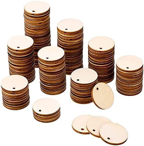 200 Pieces Unfinished Blank Wood Circle Pendants Round Disc Circle Wood Pieces