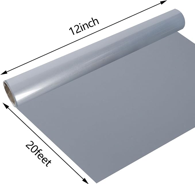 guangyintong Reflective Dark Grey Heat Transfer Vinyl HTV Rolls, Dark Grey HTV