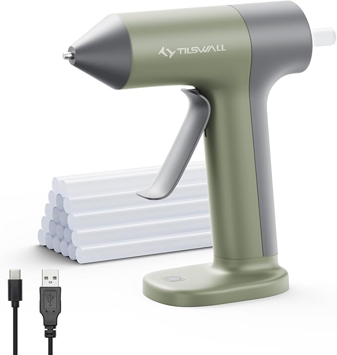Tilswall Cordless Hot Glue Gun, 30s Fast Preheat