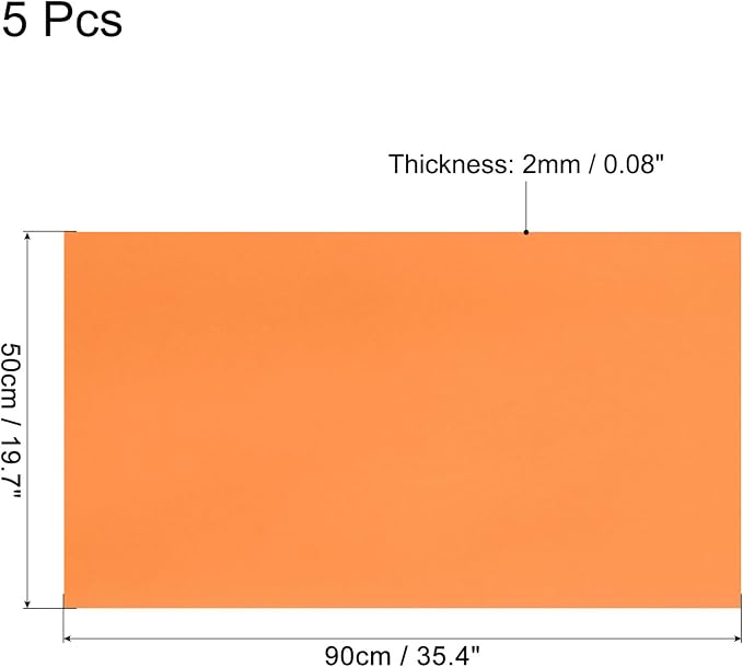 MECCANIXITY EVA Foam Sheets Orange 35.4 Inch x 19.7 Inch 2mm Thick Crafts Foam