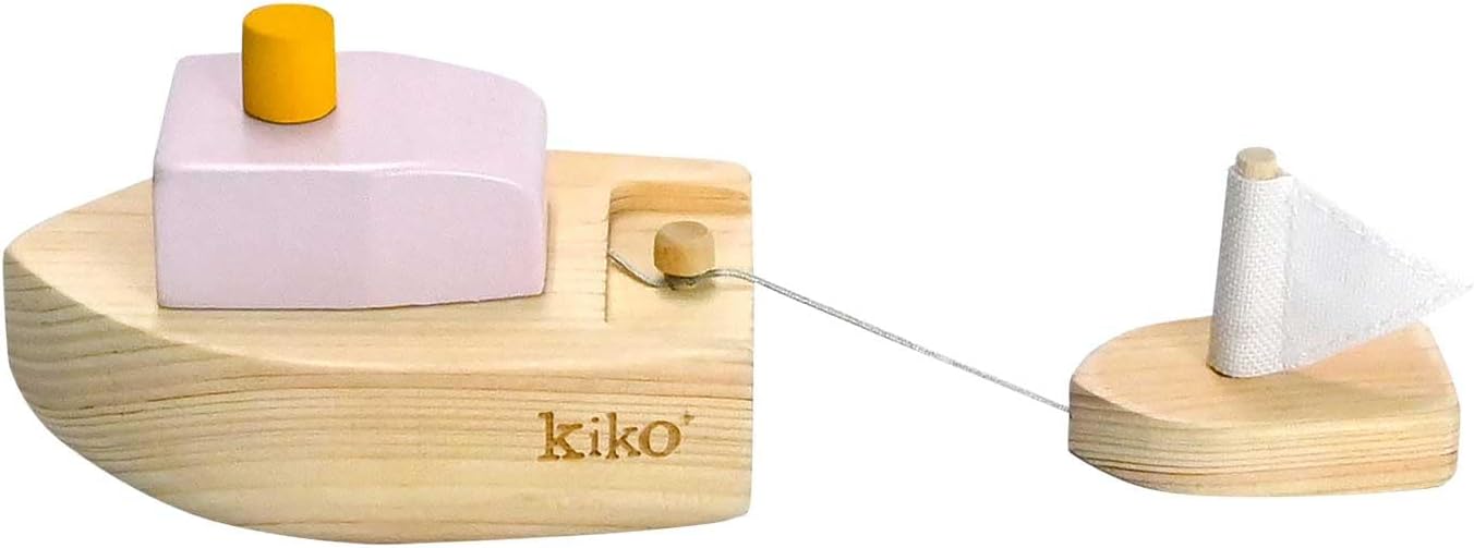 kiko+ Ofune Wind-Up Wooden Toy Boat| Made with Japanese Hinoki Cypress | Minimalist Wind-Up Toy for Kids (Lavender)