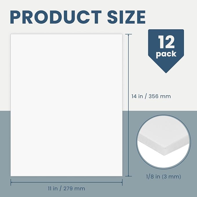 12 Pcs Foam Board 11X14 White Poster Board, Goefun 1/8 Inch Lightweight Acid