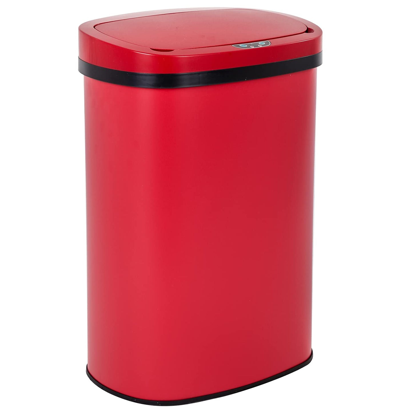 Kitchen Trash Can Bathroom Bedroom Office Garbage Can with Lid Automatic Touch Free Waste Bin Stainless Steel 13 Gallon / 50L,Red