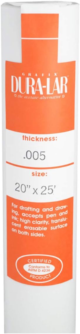 Grafix Dura-Lar 0.005" Film, Translucent 20" x25', Economical Alternative to