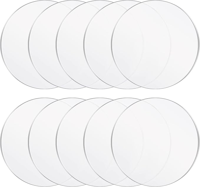 Yalikop 10 Pcs 8 Inch Acrylic Circle Blanks Clear Disc Round Transparent