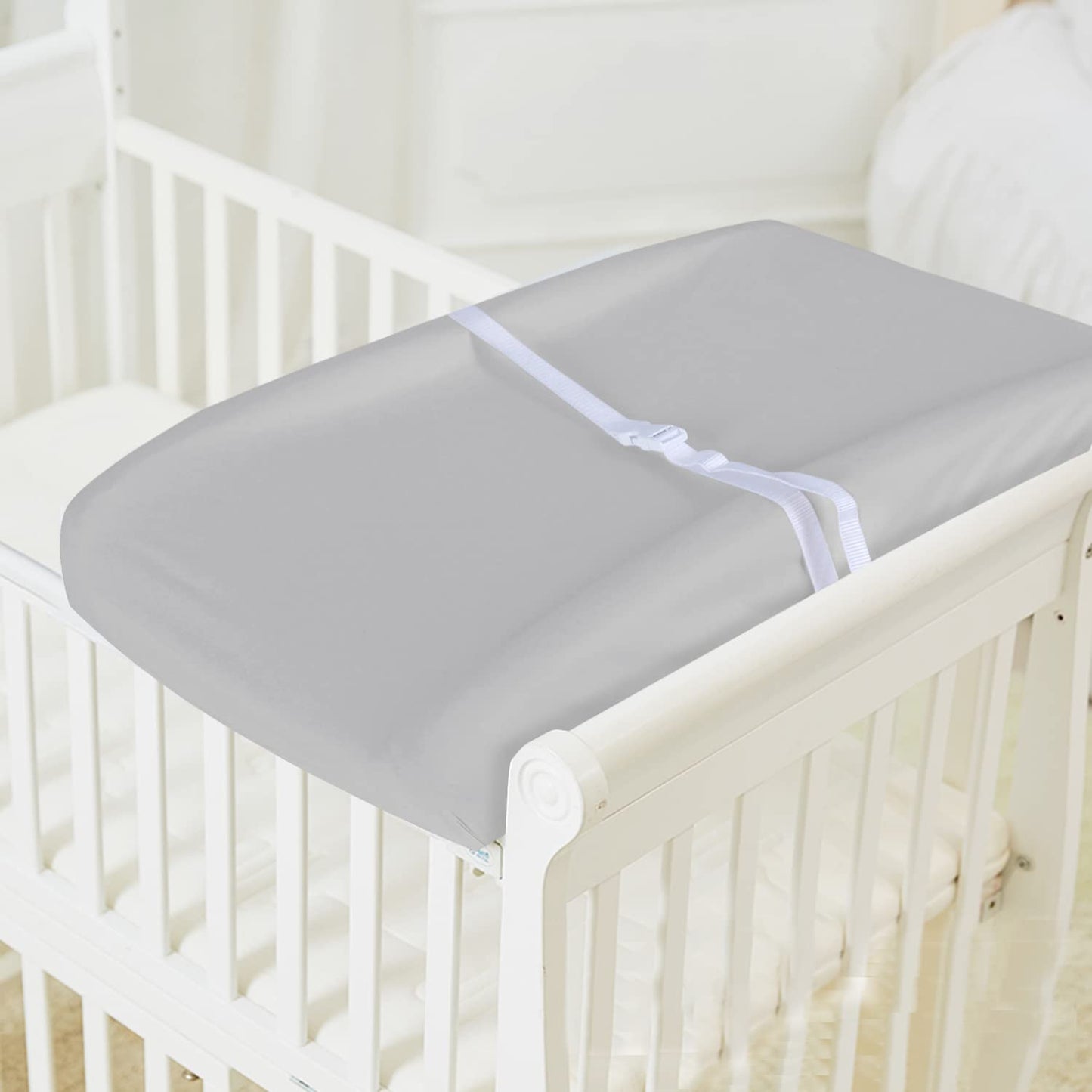 Changing Pad Covers Beige Grey for Boys Girls, Cotton 2 Pack Unisex Changing Table Pad Cover Cradle Sheet Soft and Breathable 16" x 32" for Standard Baby Changing Pads