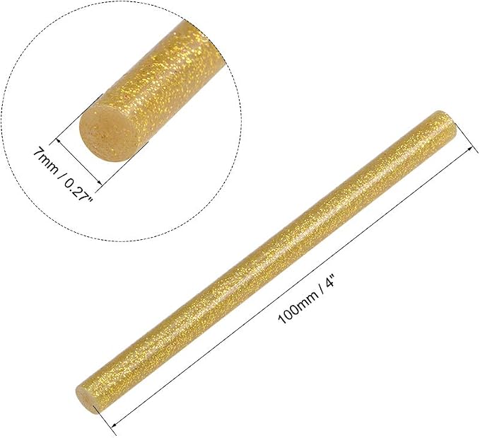 uxcell Mini Hot Glue Sticks for Glue Gun 0.27-inch x 4-inch Gold Glitter 10pcs
