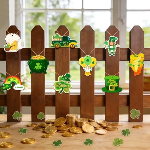 36PCS Wooden St. Patrick's Day Ornaments to Paint Shamrock Cutout Decorations