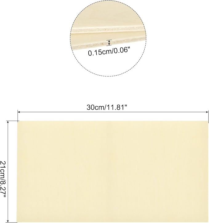 MECCANIXITY 3pcs Basswood Sheets 12 x 8 x 1/16 Inch Unfinished Wood Boards