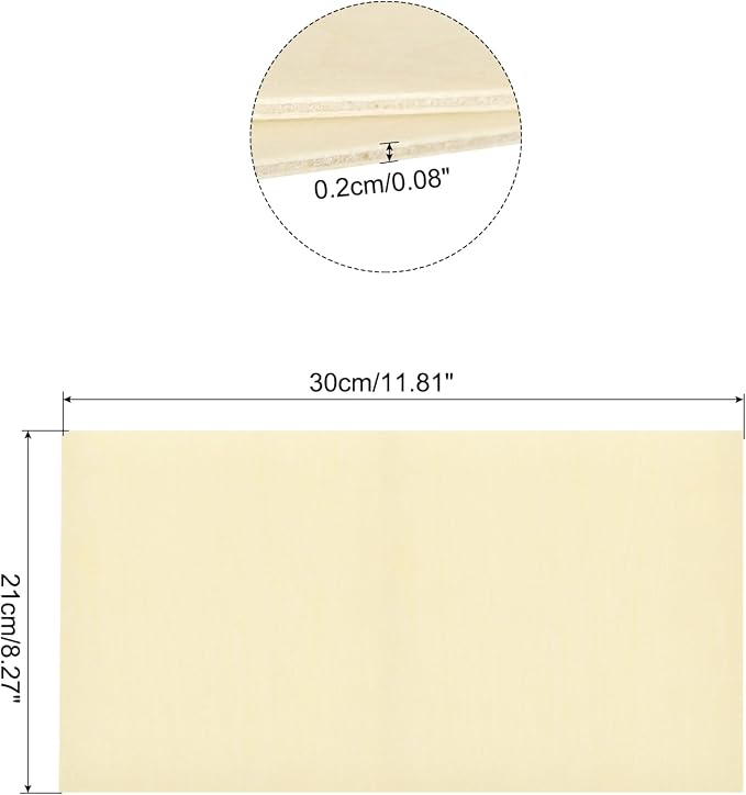 MECCANIXITY 3pcs Basswood Sheets 12 x 8 x 5/64 Inch Unfinished Wood Boards