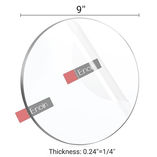 Enoin 1pack 9 Inch Round Clear Acrylic Sheets Plexiglass Sheet 1/4 Inch Thick