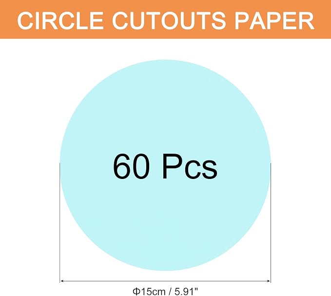 MECCANIXITY 60 PCS Light Blue Circle Cutouts Paper, 6 Inch Round Cutouts