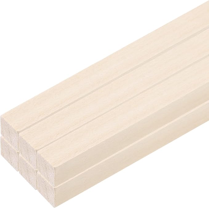 MECCANIXITY 6pcs Wood Sticks, 1/2"x 1/2" x 12" Rectangle Wooden Cube Wood