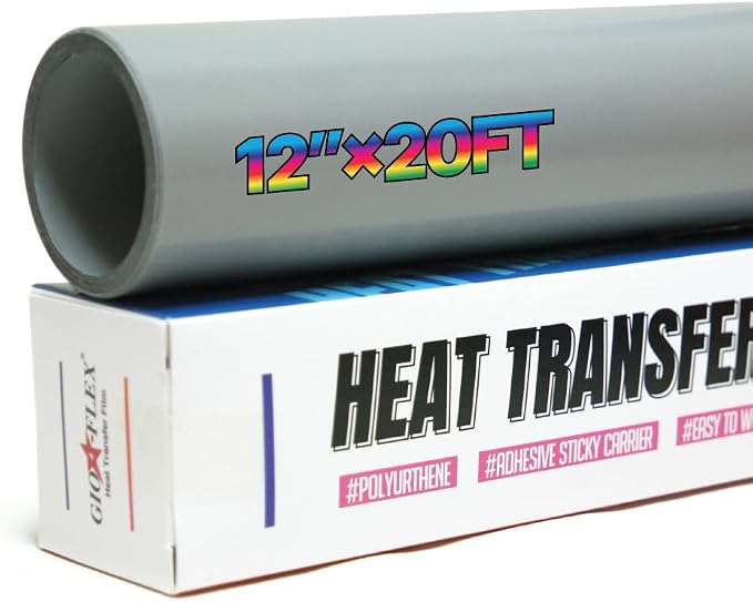 PU Heat Transfer Vinyl 12"×20ft Roll Grey – HTV