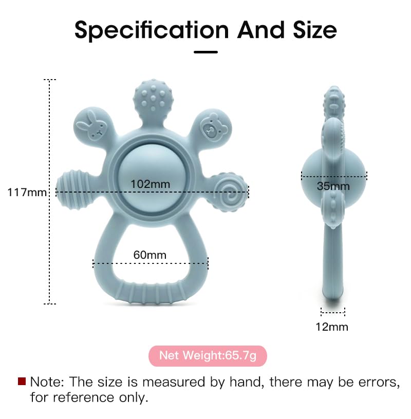 Silicone Rattle Teether for Babies – Soft BPA-Free Teething Toy & Sensory Rattle – 100% Food Grade Silicone, CPC Certified – Soothing Relief for Infants & Toddlers (Rudder - Beige)