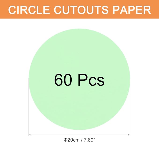 MECCANIXITY 60 PCS Light Green Circle Cutouts Paper, 8 Inch Round Cutouts