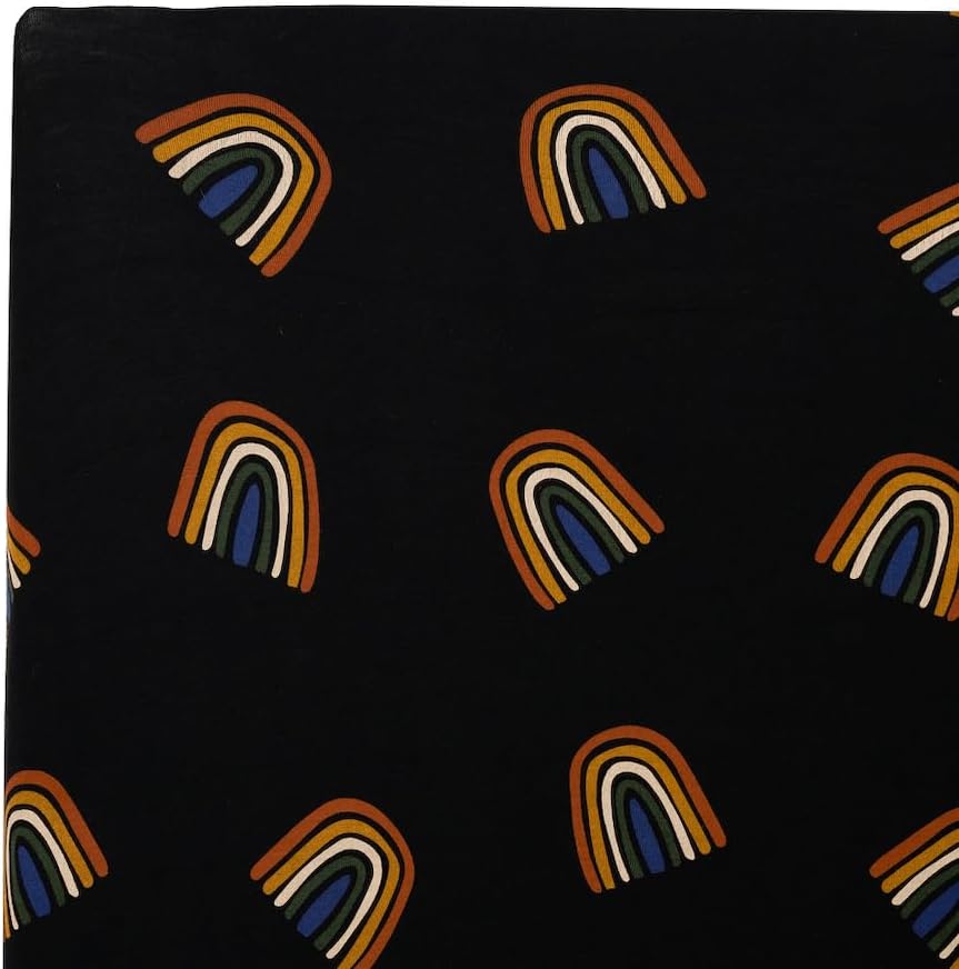 Kyte Baby Soft Crib Sheet - Standard Fitted Crib Sheet Made with Rayon from Bamboo, Ultra-Gentle and Breathable (Rust Rainbow on Midnight)