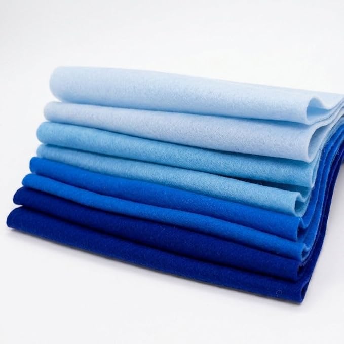 Blue Felt Fabric Sheet 8" X 36", 1.6mm Thick 8 Pack 4 Colors Assorted | Soft