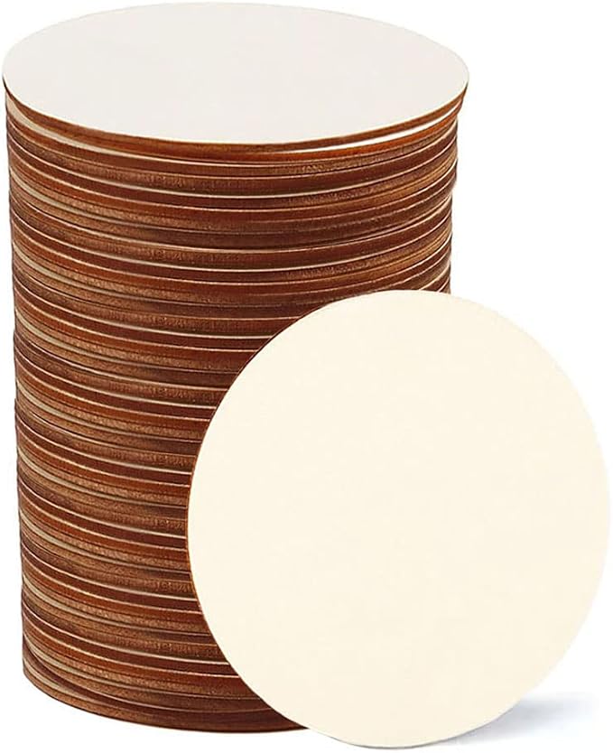 50 Pcs 3 Inch Wood Circles for Crafts, Unfinished Blank Wooden Circles Round