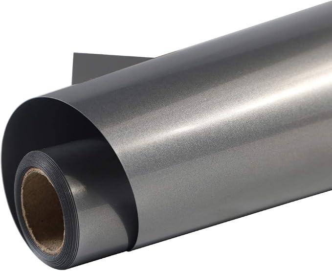 TUMIYA Dark Gray Reflective Heat Transfer Vinyl HTV Rolls, Reflective HTV Viny
