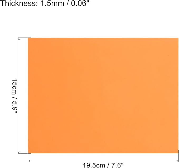 MECCANIXITY EVA Foam Sheets Orange 7.6 Inch x 5.9 Inch 2mm Thickness