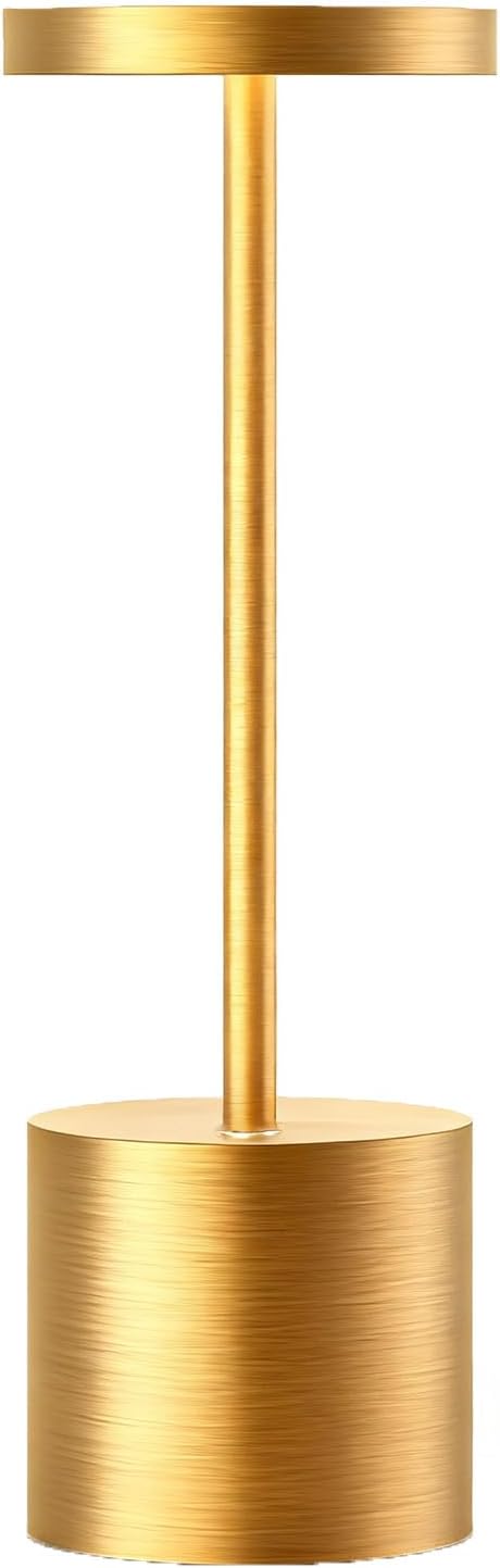 Cordless Table Lamps Rechargeable - Outdoor Waterproof LED Table Light Portable 5000mAh Battery Operated Lamp 3 Color Stepless Dimming with Memory Function for Restaurant Dining Patio Gold
