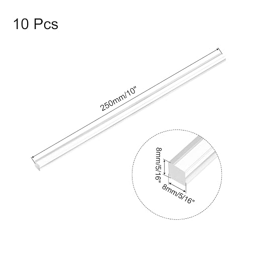 MECCANIXITY 10pcs Acrylic Square Rods 5/16" x 10" Clear Acrylic Dowel Rods
