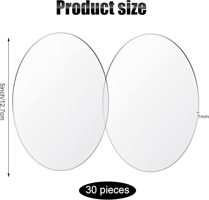 Jetec 30 Pcs 5 Inch Acrylic Circle Blanks Clear Disc Round Transparent Acrylic