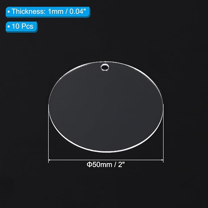 PATIKIL 2" Dia. Acrylic Circles, 10 Pack Round Clear Plastic Sheet Ornament