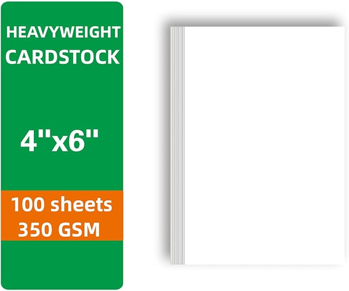 100 Sheets White Cardstock 4" x 6" Thick Paper