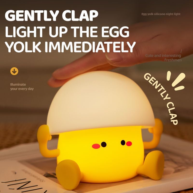 LED Egg Night Light, 3 Level Dimmable Nursery Decor, Cute Lamp Silicone Squishy Light, Rechargeable Bedside Touch Lamp for Breastfeeding Toddler Baby Kids Decor