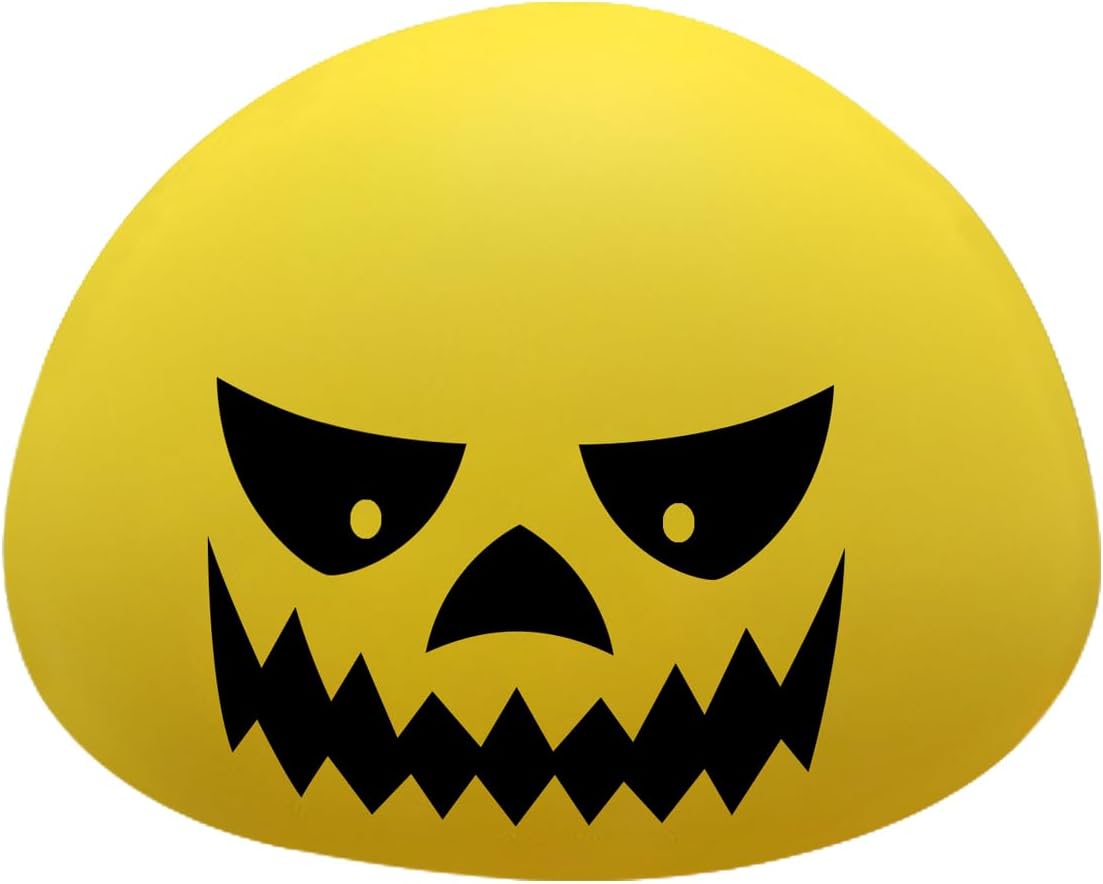 Funny Devil Pumpkin Night Light - Color Changing Half-Sphere Silicone Lamp, Battery Powered, Dimmable Glow for Halloween Christmas Decor, Novelty Gift (Yellow)