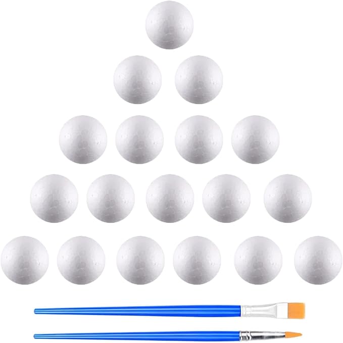 hesmartly 30 Pack Craft Foam Balls, 1.97inch Foam Balls and 2 Pieces Painting