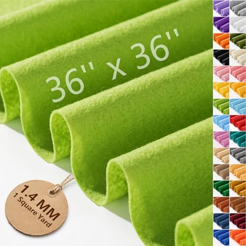 Apple Green Felt Fabric 36'' X 36'', 1.4mm Large Felt Sheets Soft Durable