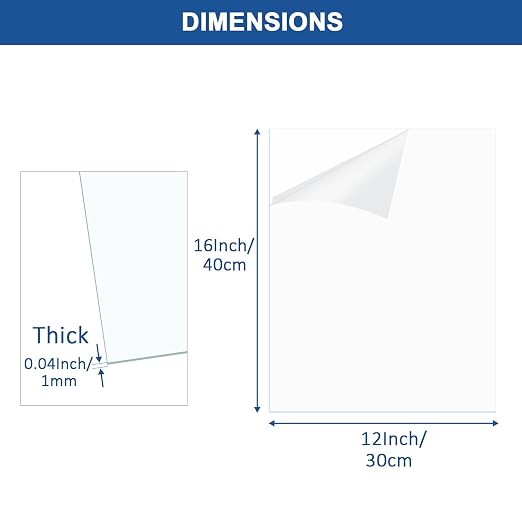 6 Pack Clear Plexiglass Sheets 16×12×0.04InThin PET Plexiglass Sheets