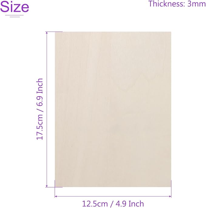 DMiotech 25 Pack 7 x 5 x 1/8 Inches 3mm Thick Wood Sheets Basswood Sheets