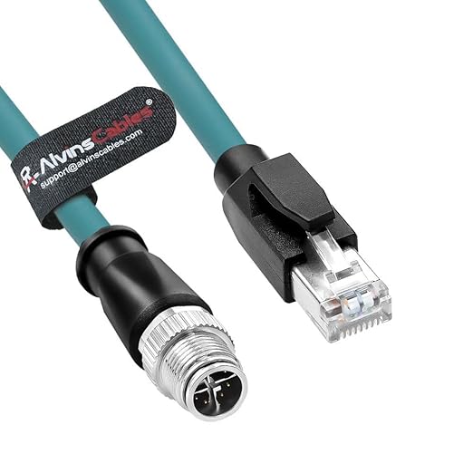 Alvin's Cables M12 8 Pin Male to RJ45 Shielded Ethernet Cable M12 X Coded 8 Position Cat6a Cable for Cognex Industrial Camera 8M/26ft