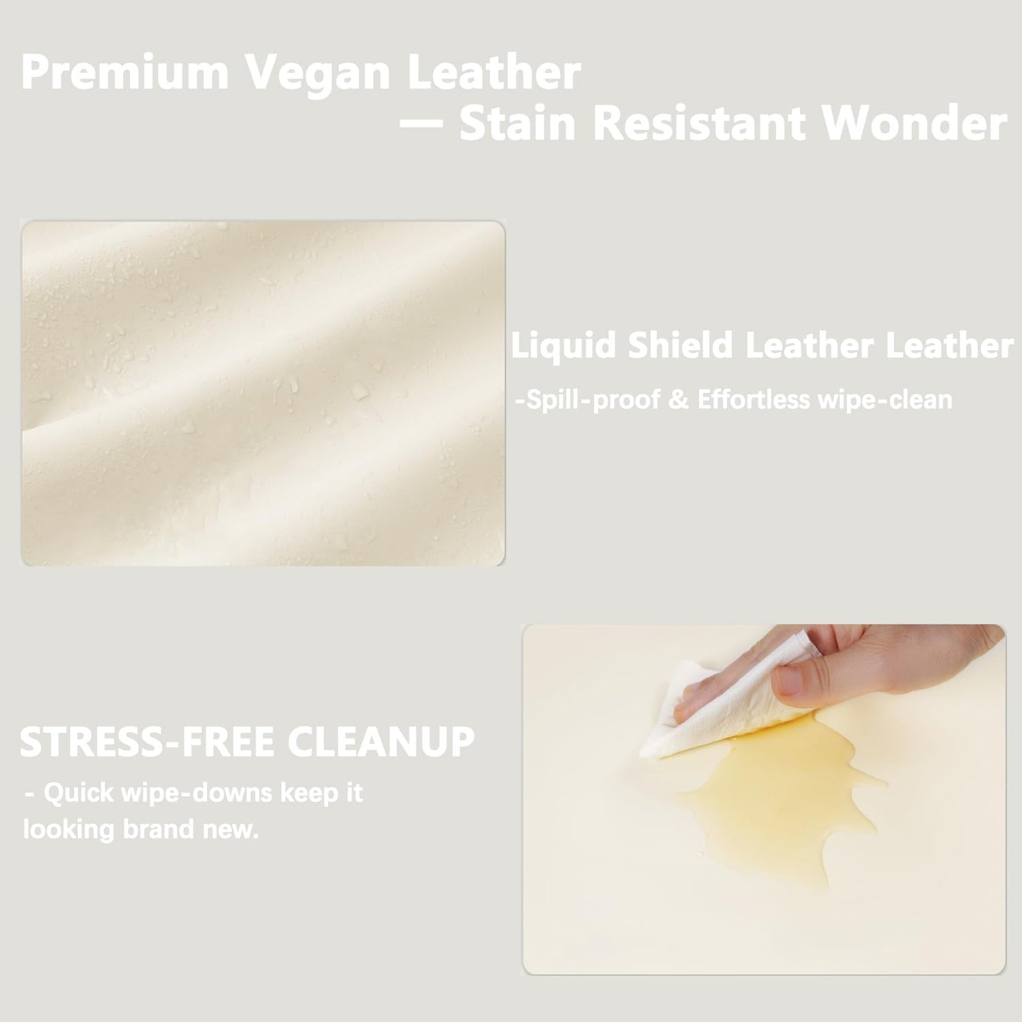 Vegan Leather Changing Pad Cover with Zipper - 31"X 16" - Waterproof Wipeable, Extra Thick & Portable & Non-Slip Diaper Mat - Fits Standard Changing Tables (White)