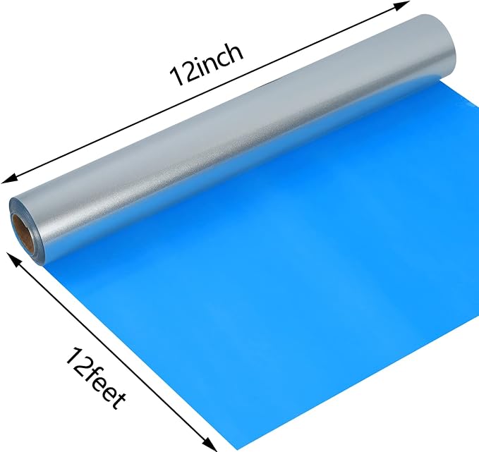 Guangyintong Shiny Silver HTV Roll, 12x12ft PU Stretchy Iron-on Vinyl